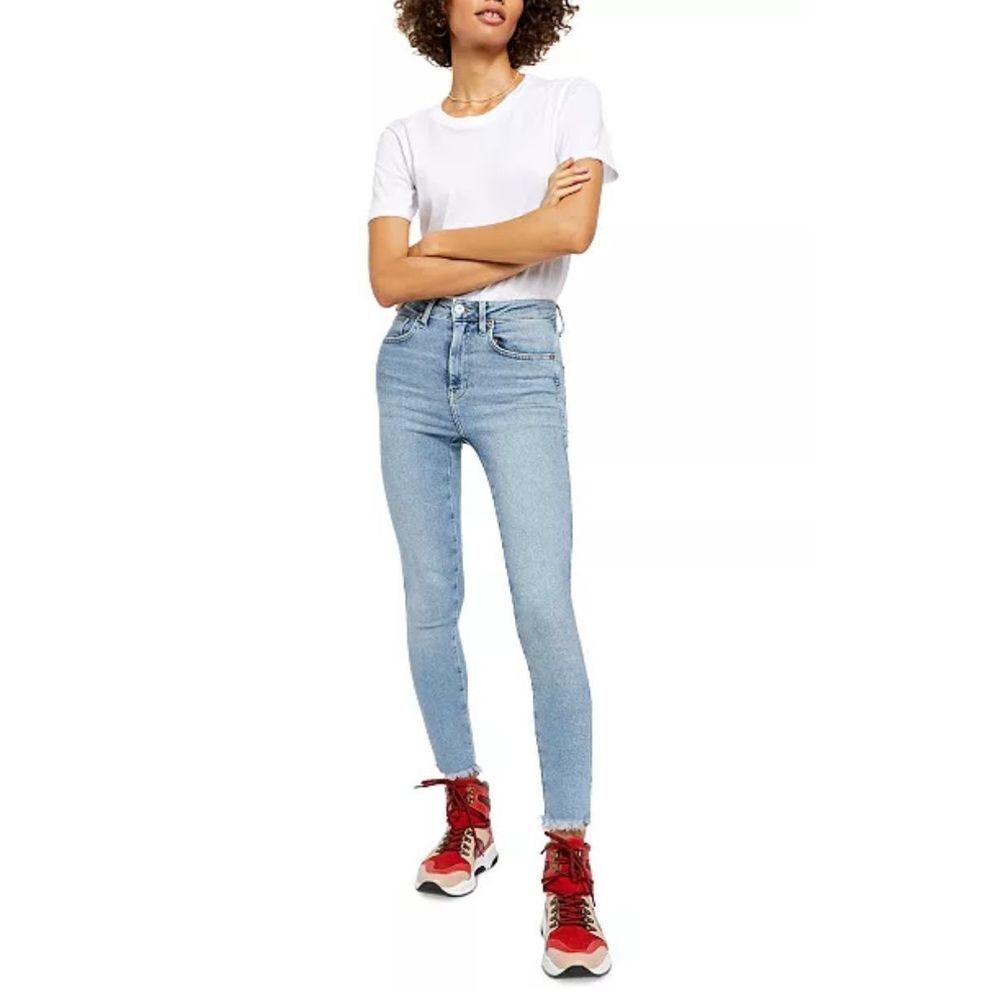 NWOT Free People FP High Rise Raw Hem Jegging Ankle Denim Jeans 27 Runs Small